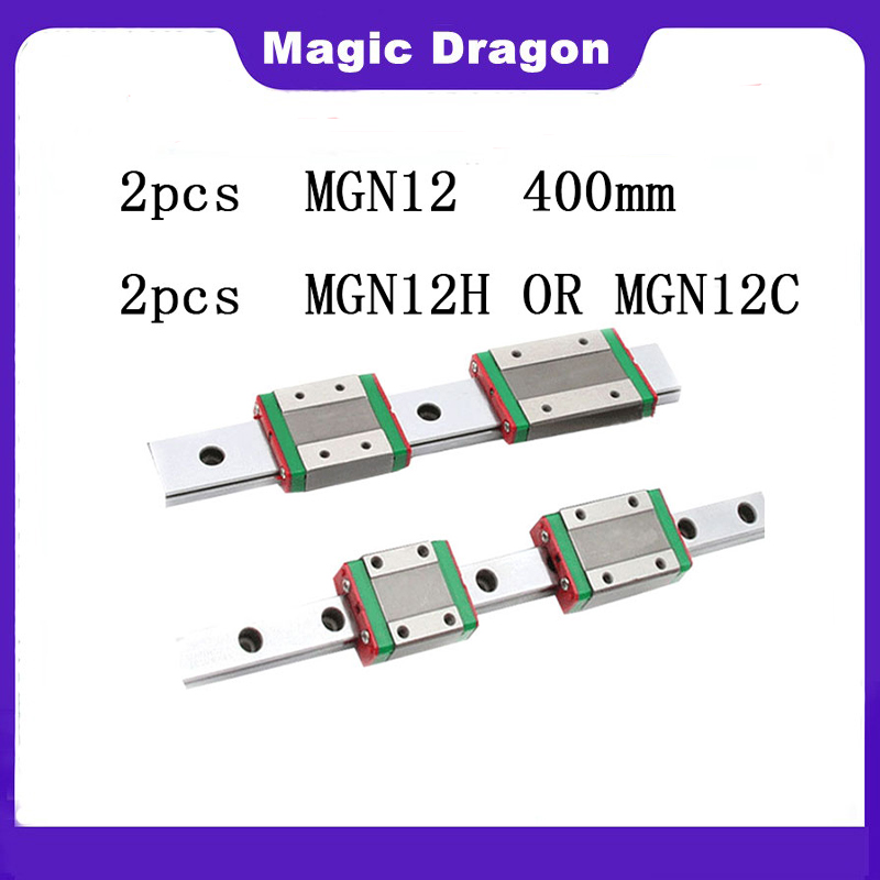 Linear Rail Mgn12H Set - マジックドラゴン 2個入り 12mmリニアガイド MGN12 400mm高精度CNC 3Dプリンターリニアレールセット（2個のMGN12HまたはMGN12Cブロック付き）