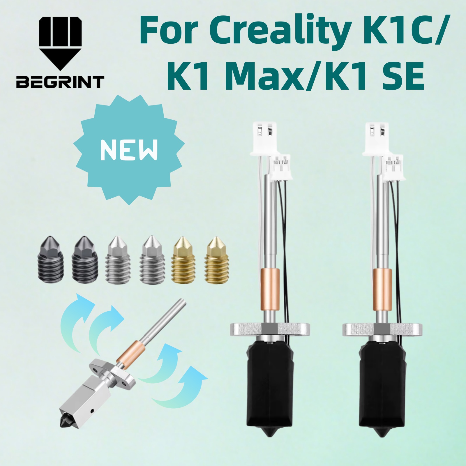 High Flow Ceramic Hotend - Creality K1C/K1 Max/K1 SE用の最新セラミック加熱ブロックキット – 高流量でスムーズな動作を実現する硬化鋼ノズルを素早く交換可能